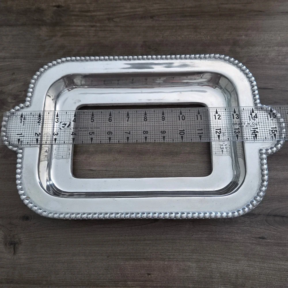 Fabulous Pewterware Perla Pyrex Holder Silver Beaded Medium Casserole Frame 7x11